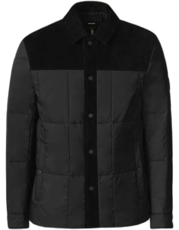 Henrik Mixed-media Suede Shirt Jacket