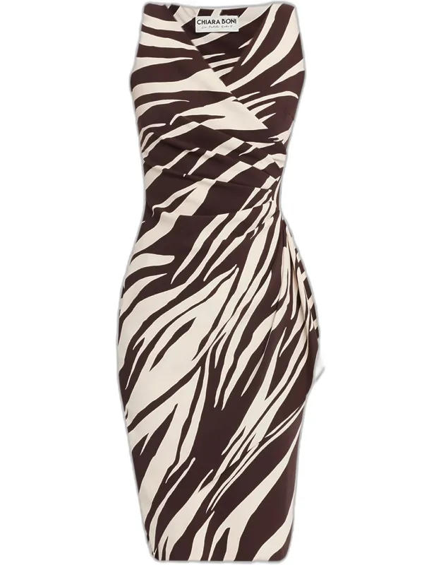Pleated Animal-print Dress