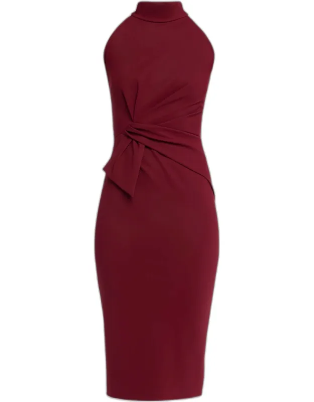 Gulek Sleeveless Halter Midi Sheath Dress