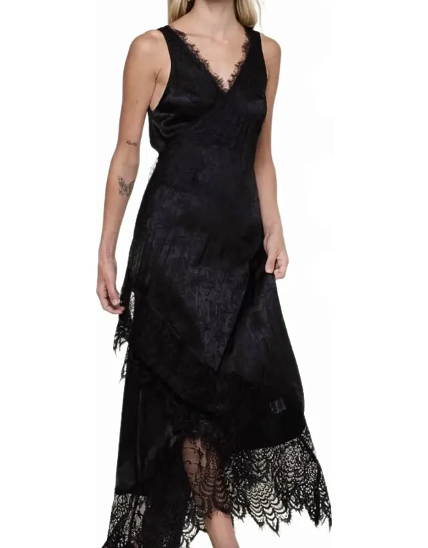 Satin Floral Wrap Maxi Dress With Scallop Lace