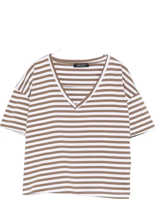 Striped V-neck T-shirt
