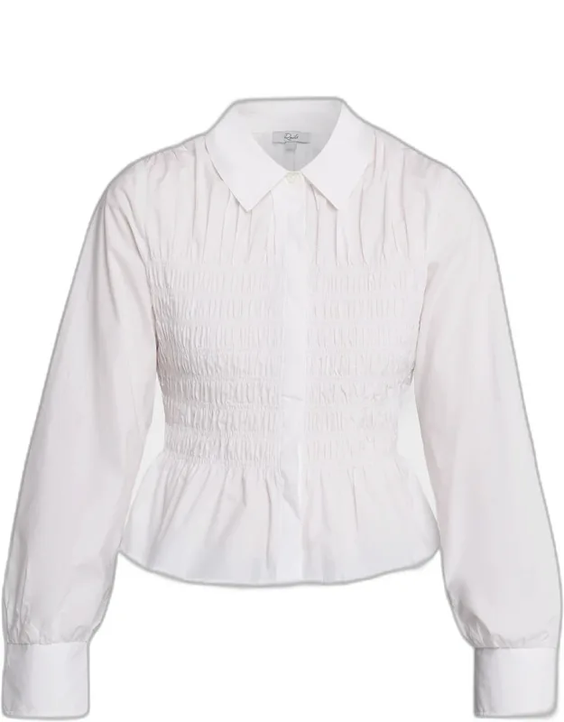 Smocked Button-front Shirt