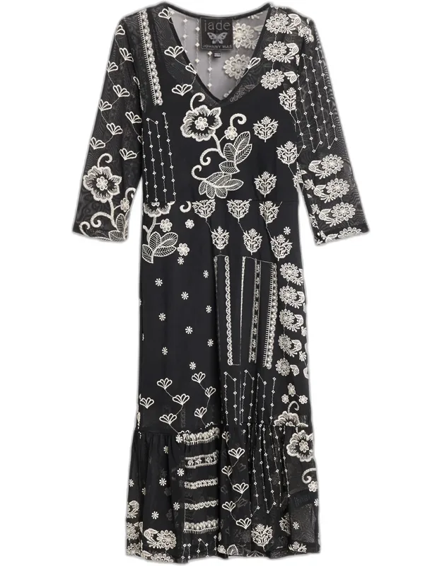 Patchwork Embroidered Midi Dress