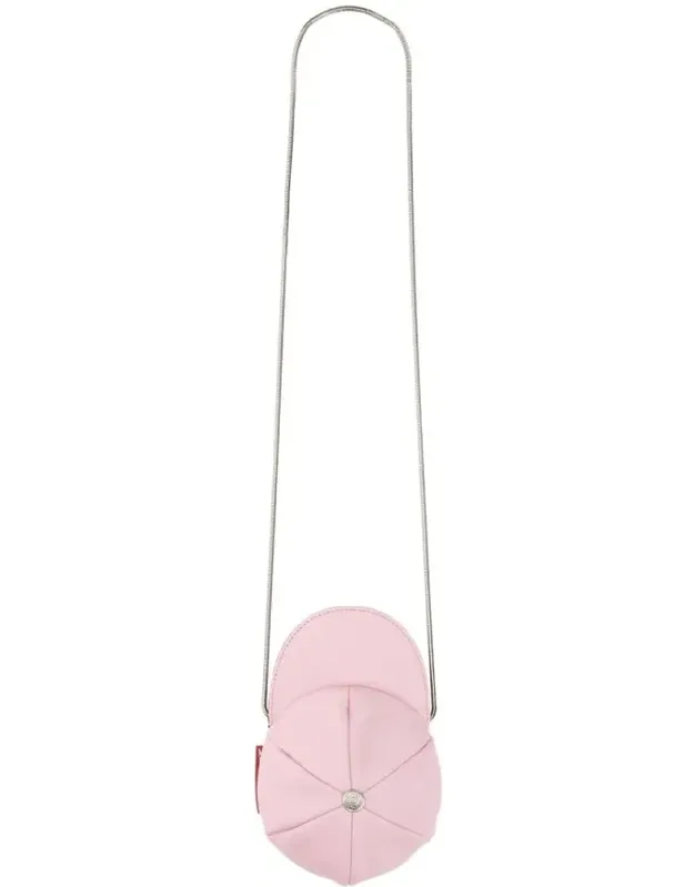 Rounded Cap-style Mini Bag With Metallic Chain Strap