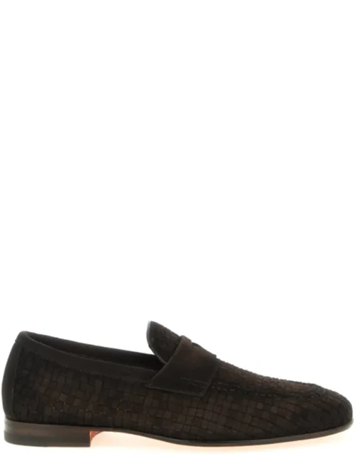 Loafers In Woven Suede With Unique Chromatic Finish
