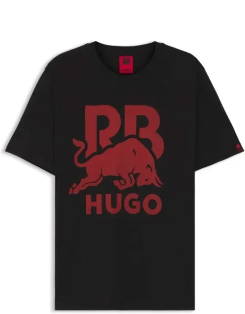 Hugo X Rb T-shirt With Bull Motif, Breathable Cotton Jersey, Easy Straight Fit