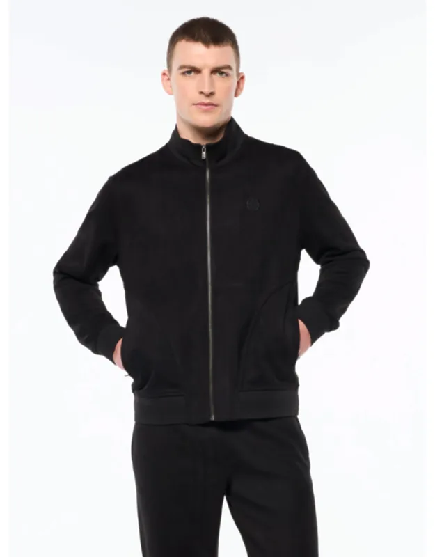 Camoscio Track Jacket With Spacious Handwarmer Pockets And Perforated Double Knit Design