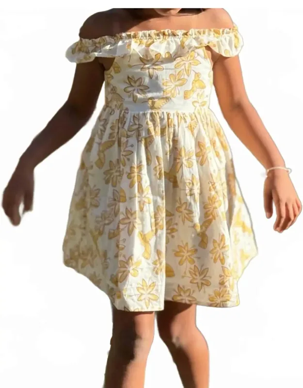 Floral And Bird Printed Summer Ruffle Dress