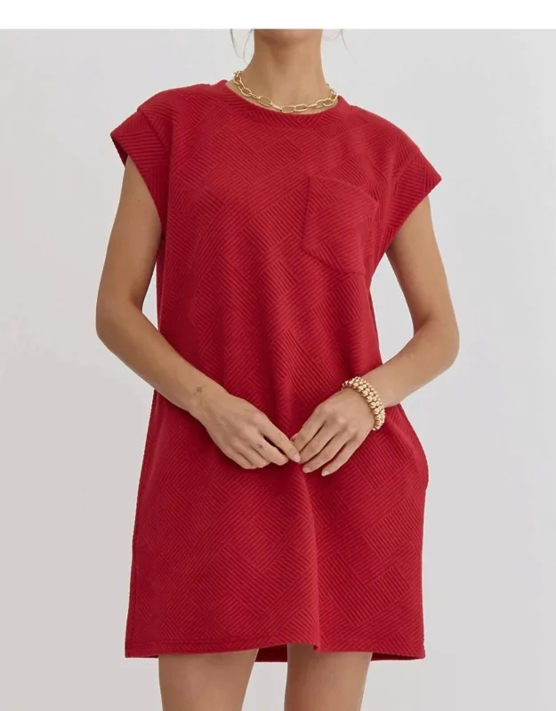 Quilted Round Neck Sleeveless Mini Dress