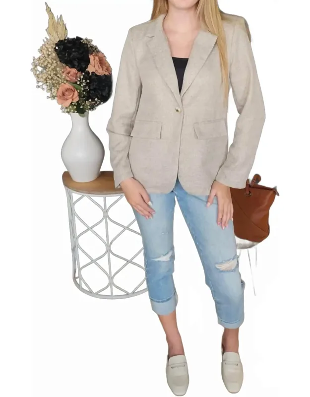 Button Open Front Blazer