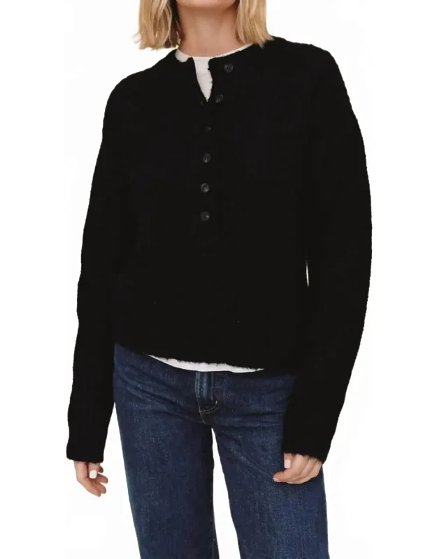 Button Placket Pullover Sweater