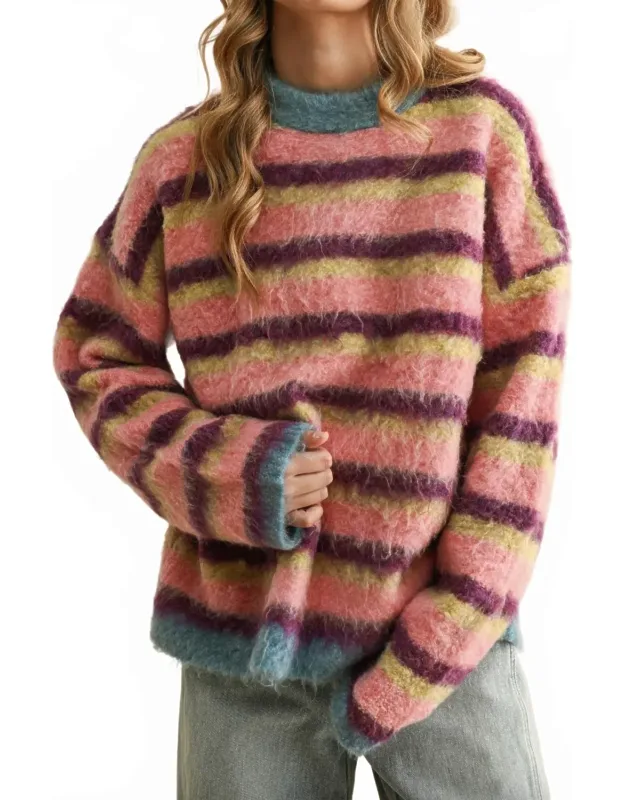 Brushed Effect Striped Sweater