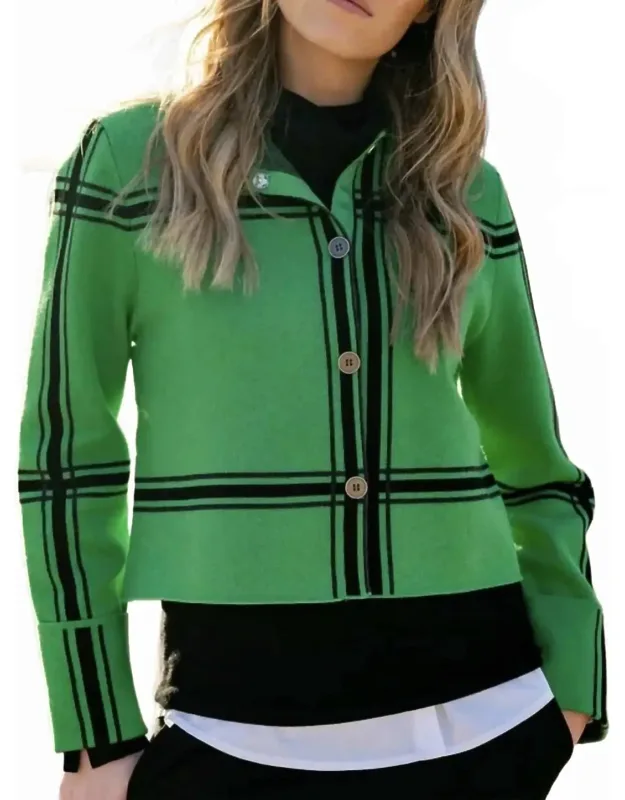 Cropped Check Knit Jacket