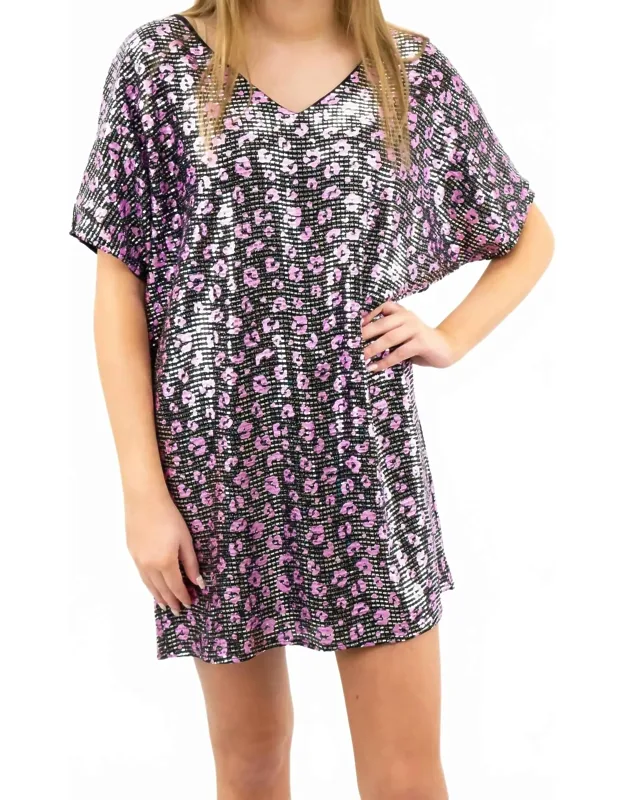Animal Print Metallic Shift Mini Dress