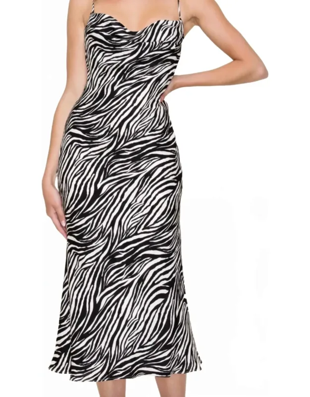 Zebra Cowl Neck Dress