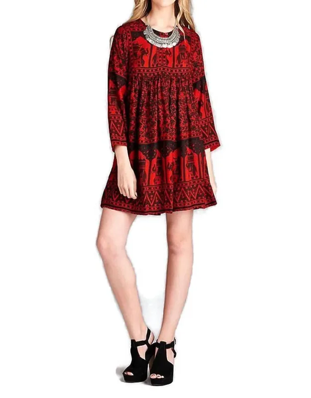 India Print Mini Dress