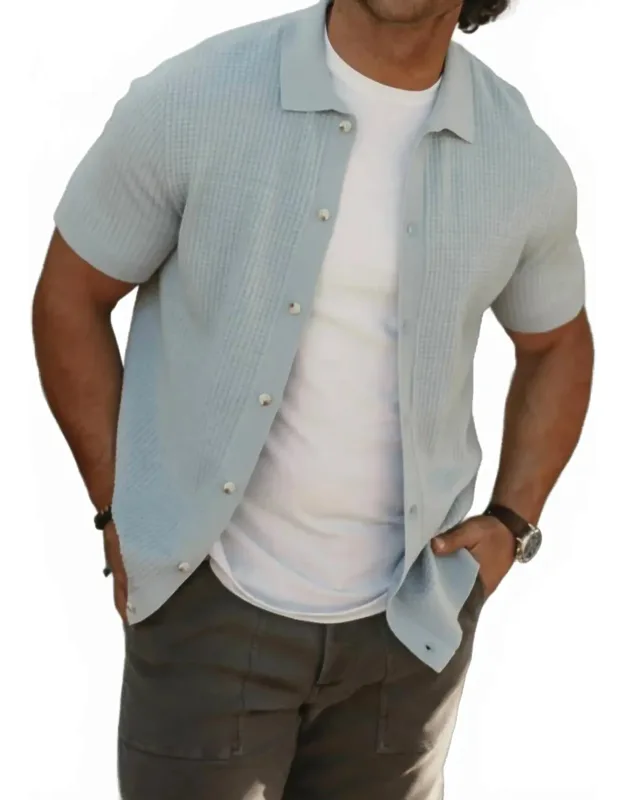 Waffle Stitch Button Up Shirt