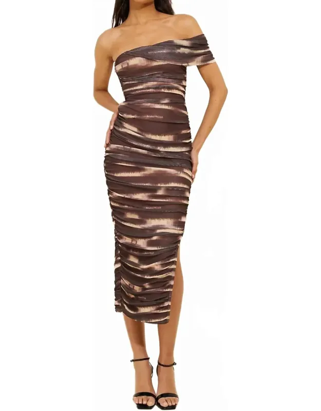 Miley One Shoulder Mesh Midi Dress