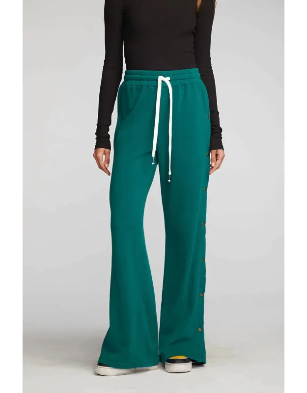 Wide Leg Button Sweat Pants