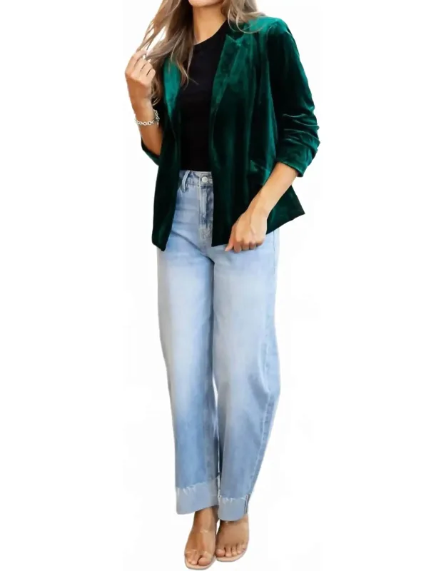 Ruched Velvet Blazer