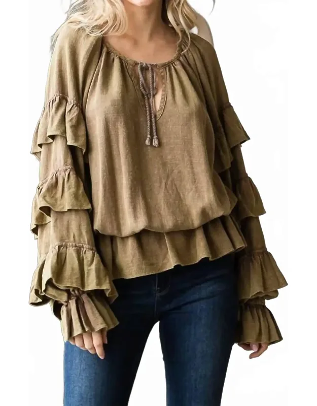 Ruffle Sleeve Peplum Top