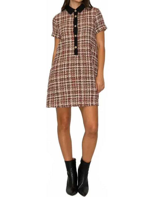 Tweed Mini Dress With Contrast Collar