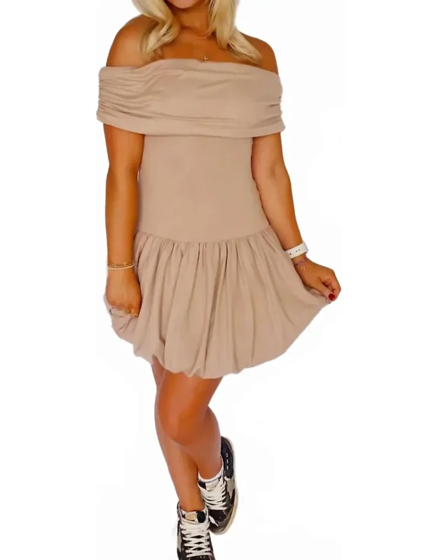 Off The Shoulder Balloon Mini Dress