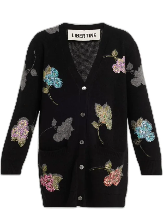 Primrose Shadow Cashmere V-neck Cardigan