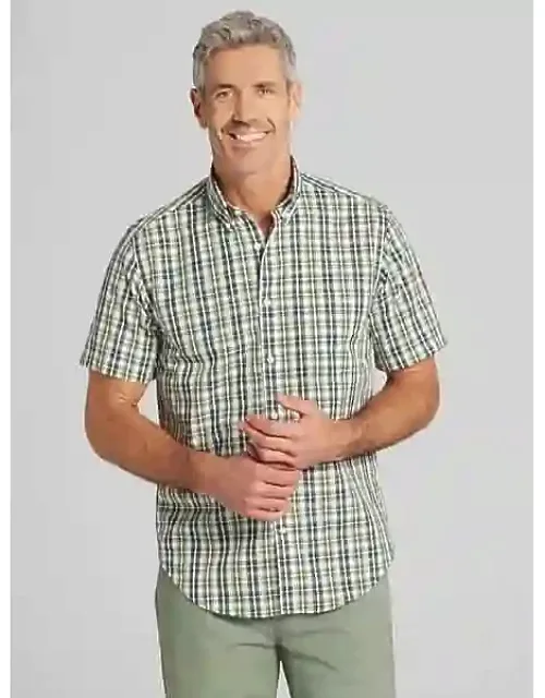 Modern Fit Plaid Button Up Shirt