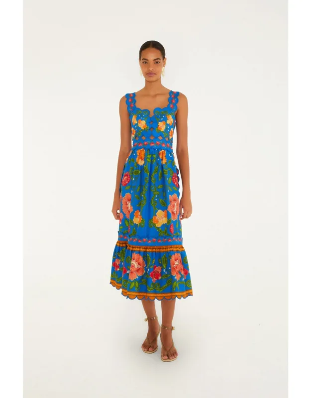 Rococo Flowers Midi Dress