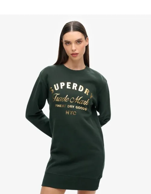 Luxe Metallic Logo Jersey Dress