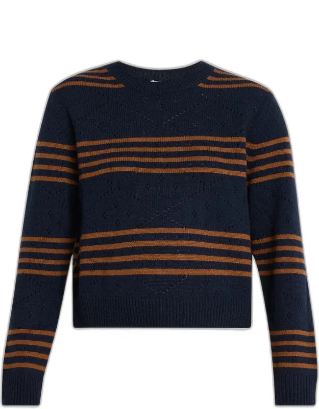 Striped Pointelle Cashmere Sweater
