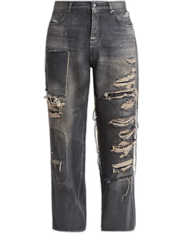 Distressed Stretch Straight-fit Jeans