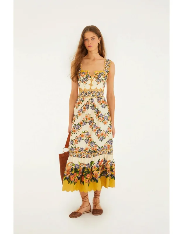 Sand Hilo Stripes Midi Dress