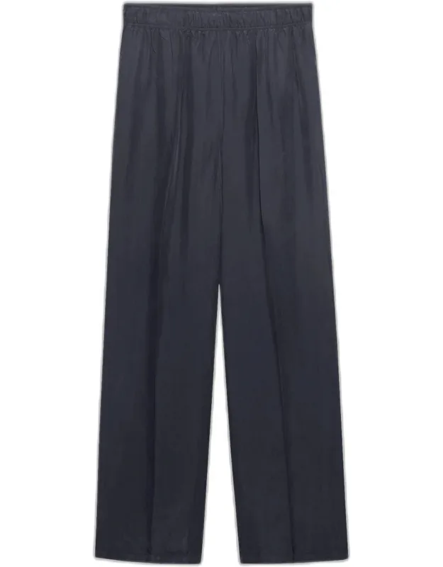Silk Straight-leg Pull-on Pants