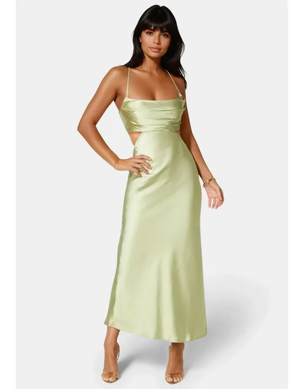 Open Back Cut Out Midi Slip Dress