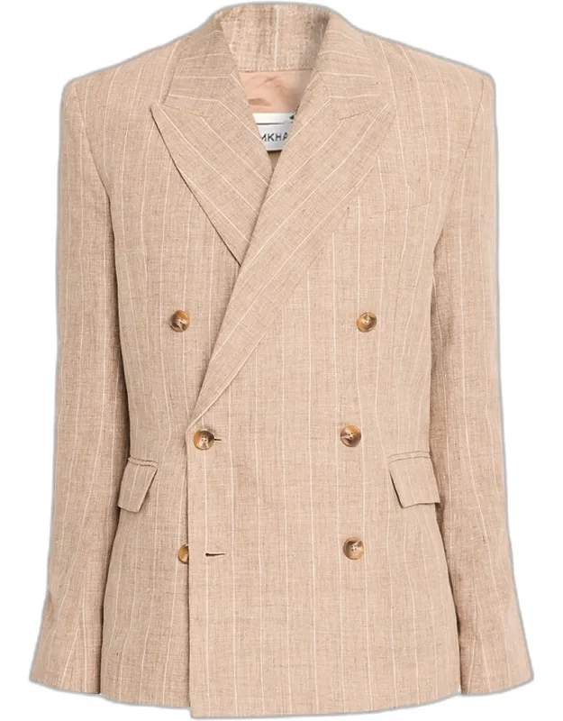 Lucas Linen Stripe Double-breasted Blazer