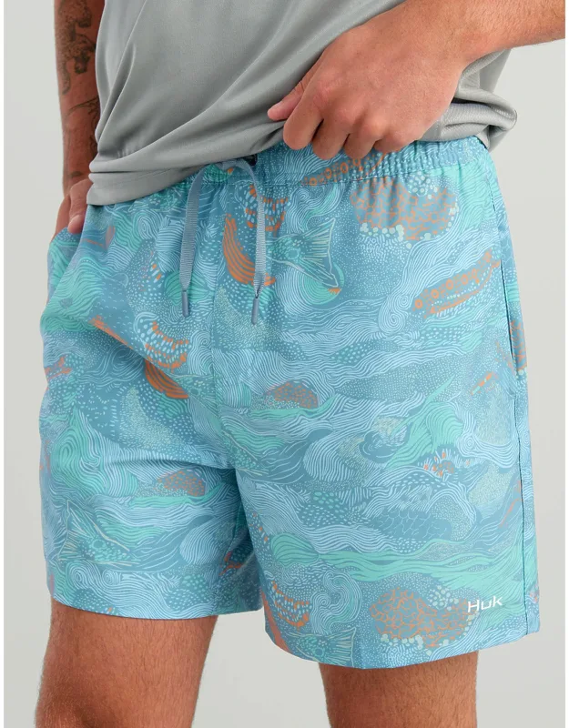 Huk Pursuit Volley Swim Shorts - Reef Flow, Quick-drying, Spf-rated Fabric