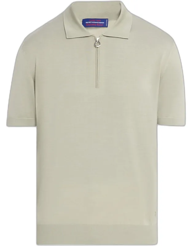 Cashmere, Wool, And Silk Quarter-zip Polo Shirt
