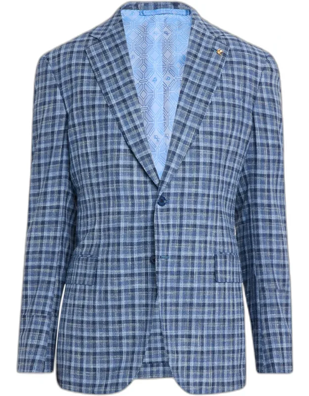 Wool, Silk, And Cotton Check Sport Coat