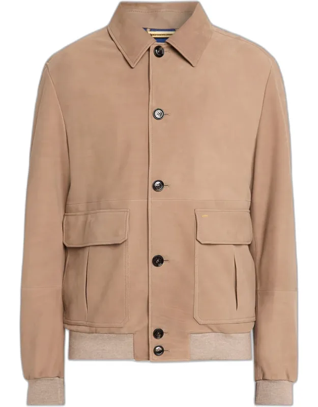 Suede Button-front Shirt Jacket