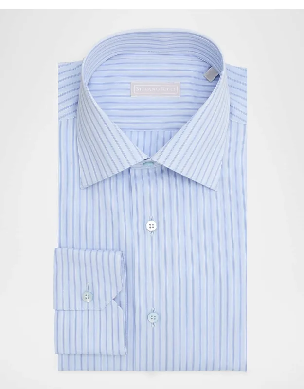 Cotton Tonal Double-stripe Dress Shirt
