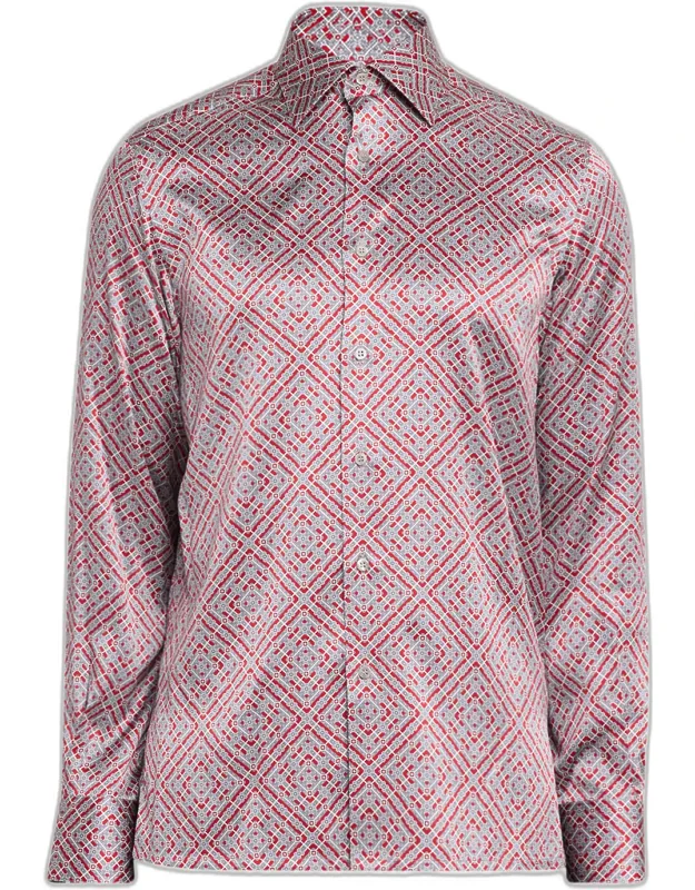 Silk Geometric Classic-fit Sport Shirt