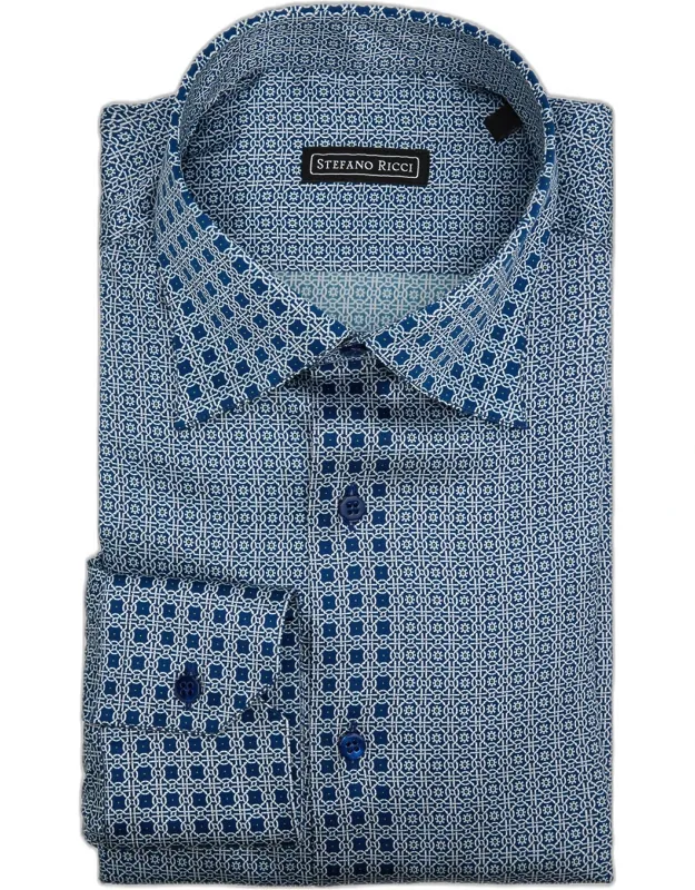 Geometric-print Silk Dress Shirt