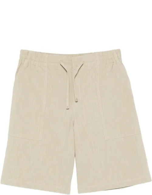 Drawstring Patch-pocket Shorts