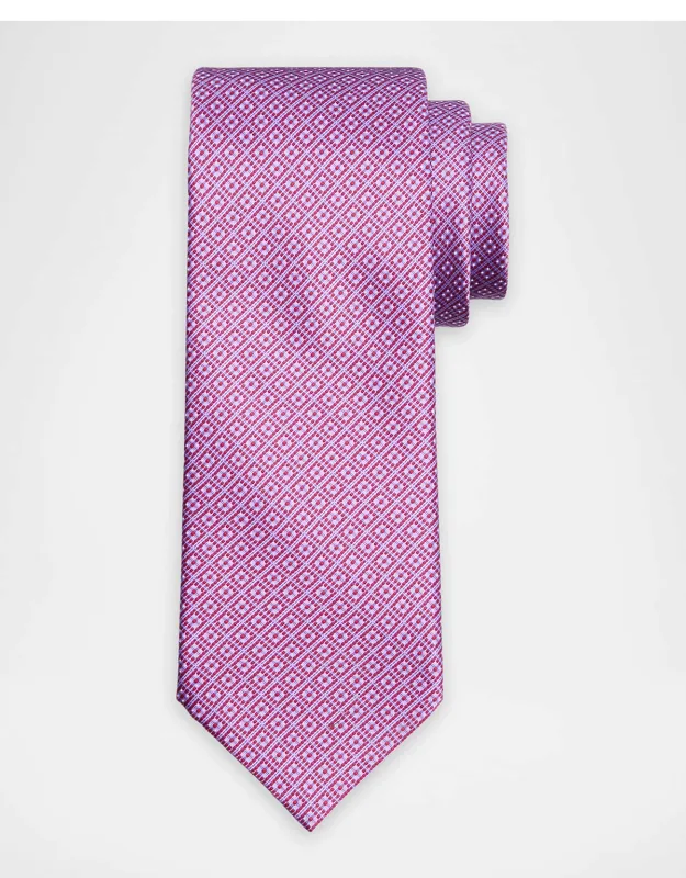 Dotted Grid Check Silk Tie
