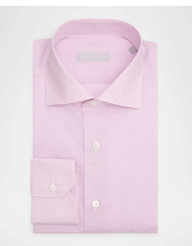 Cotton And Linen Micro-gingham Dress Shirt