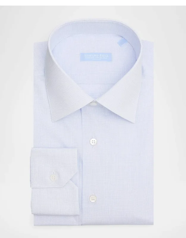 Cotton Micro-check Dress Shirt