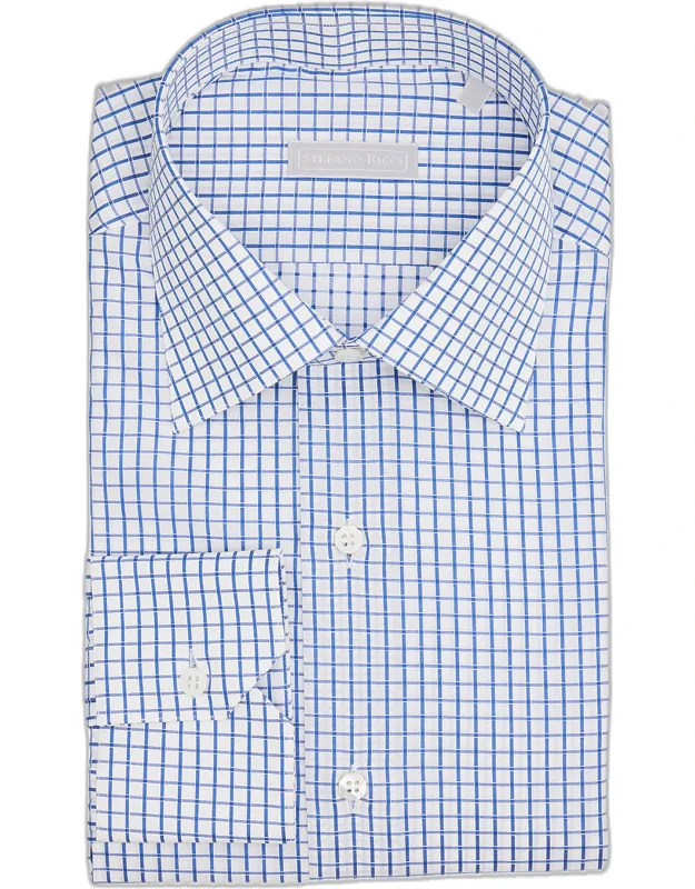 Cotton Grid Check Jacquard Dress Shirt