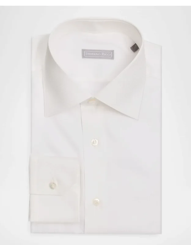 Cotton Tonal Geometric Jacquard Dress Shirt